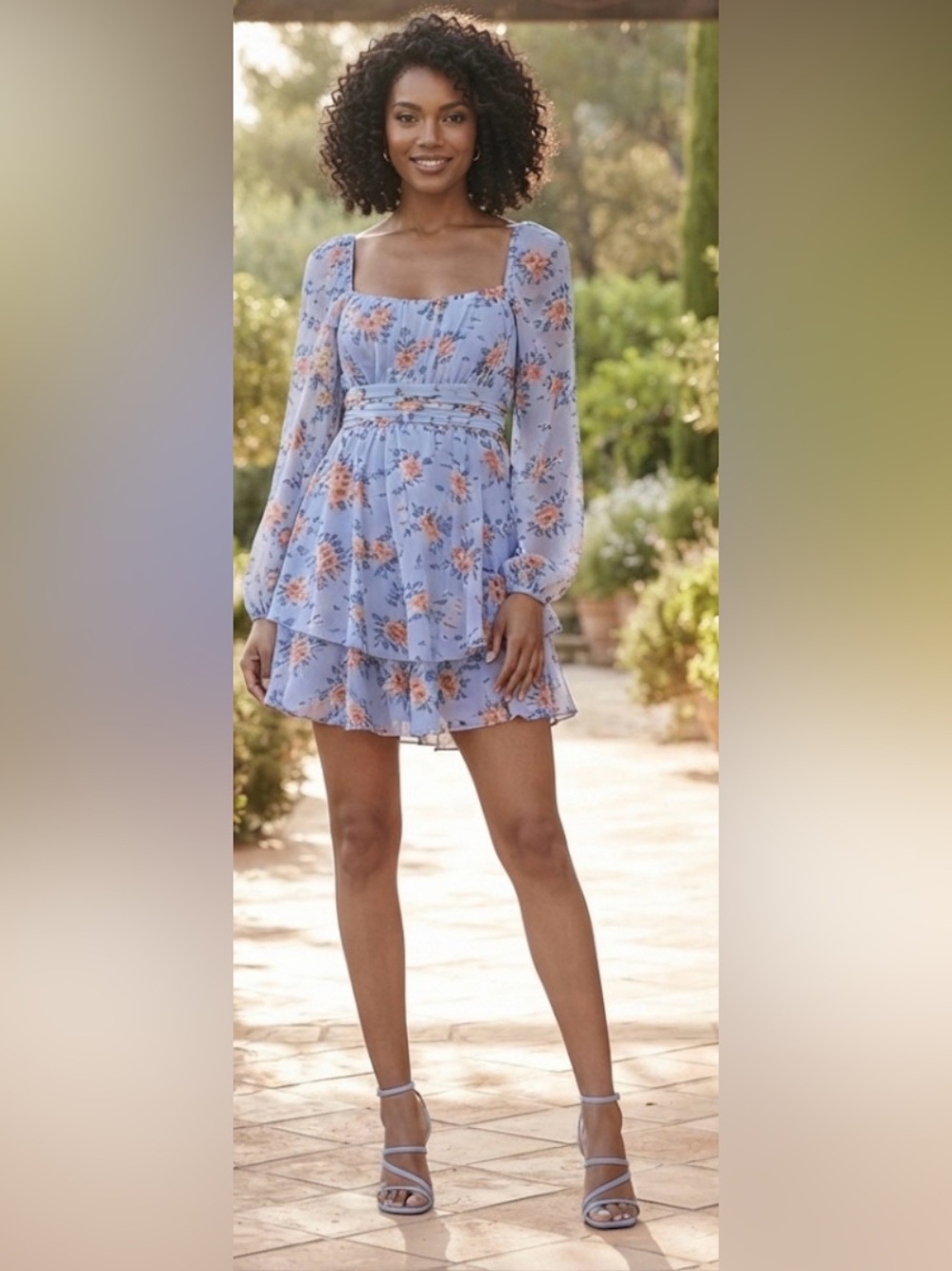 City Triangle Womens Long Sleeve Floral Juniors Fit + Flare Dress